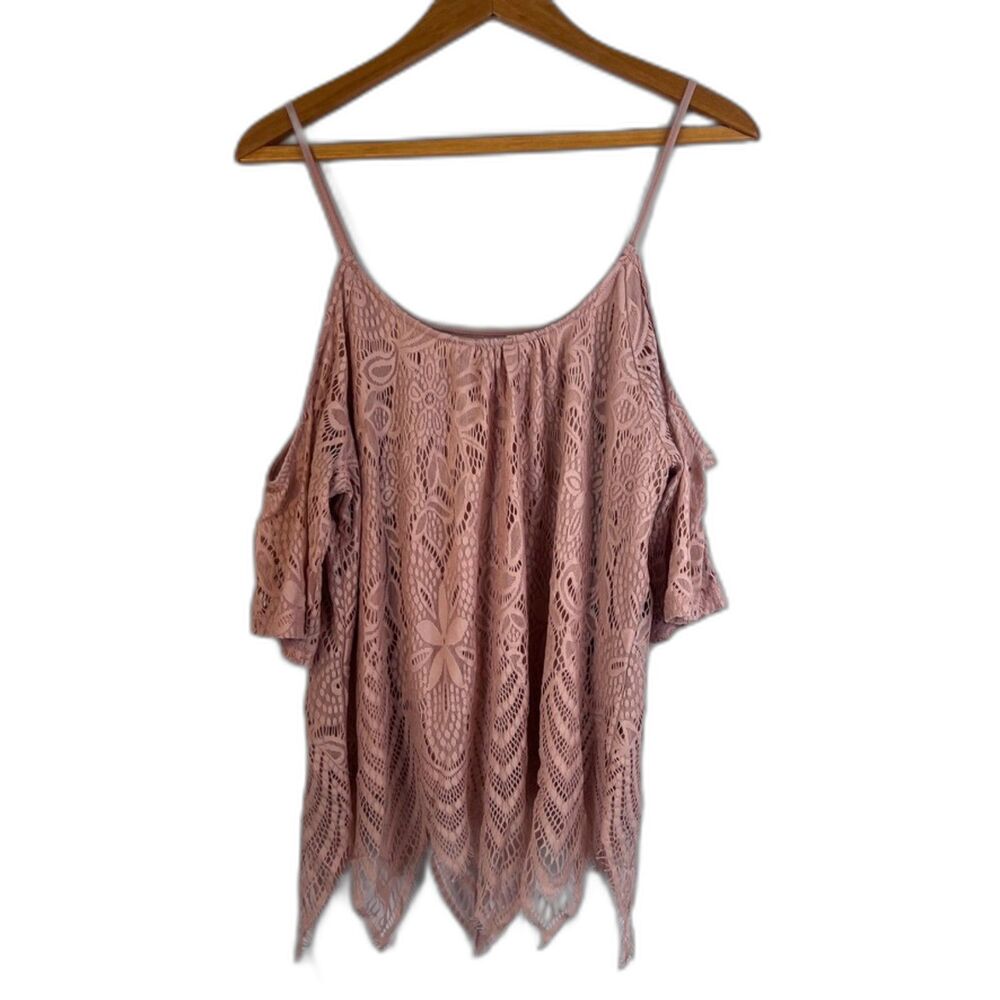 Alya Fairy Core Whimsical Lace Cut Out Shoulder Dressy Tank Blouse Size Medium
